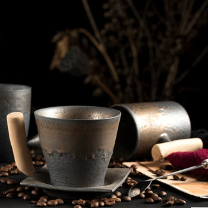 Japanese-style Vintage Ceramic Coffee Mug Tumbler Rust Glaze Tea Milk Beer Mug with Wood Handle Water Cup Home Office Drinkware
Japanese-style Vintage Ceramic Coffee Mug Tumbler Rust Glaze Tea Milk Beer Mug with Wood Handle Water Cup Home Office Drinkware