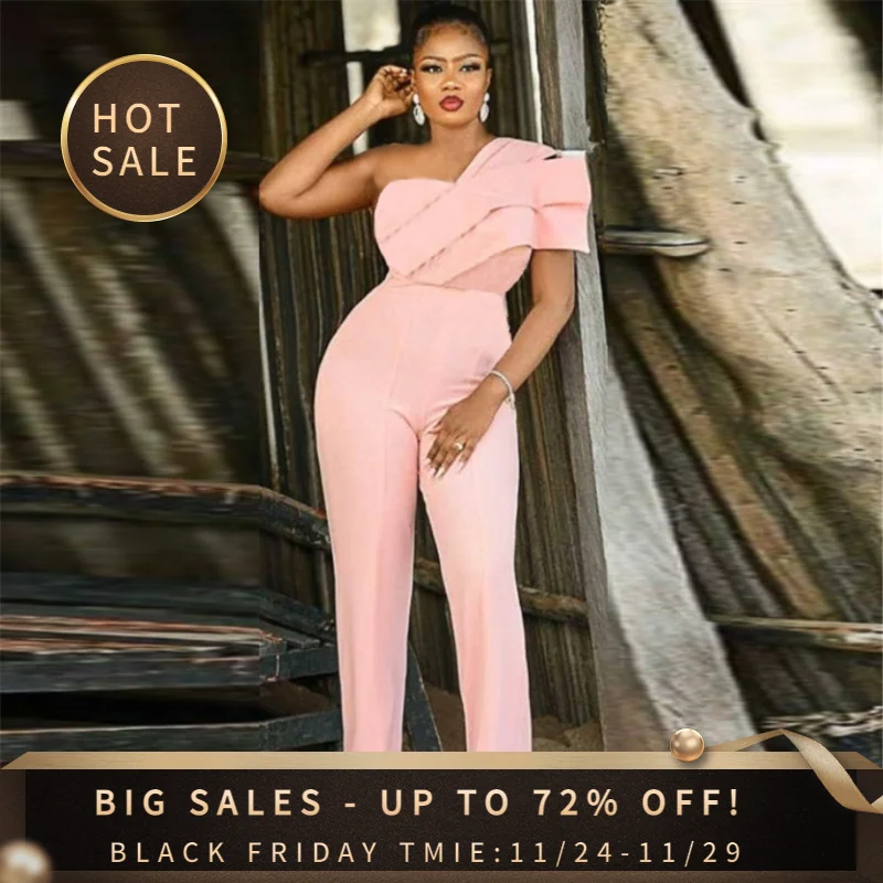 Jumpsuit Design Niche Sexy One-shoulder Ruffled Pink Wrap-chest Party Dress Women's Jumpsuit OL Commuter Summer 2022 New
Jumpsuit Design Niche Sexy One-shoulder Ruffled Pink Wrap-chest Party Dress Women's Jumpsuit OL Commuter Summer 2022 New
