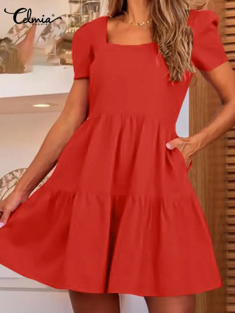 Celmia Women Mini Dress Summer Holiday Short Sleeve Square Collar Party Sundress 2022 Casual Loose Pleated A Line Short Vestidos
Celmia Women Mini Dress Summer Holiday Short Sleeve Square Collar Party Sundress 2022 Casual Loose Pleated A Line Short Vestidos