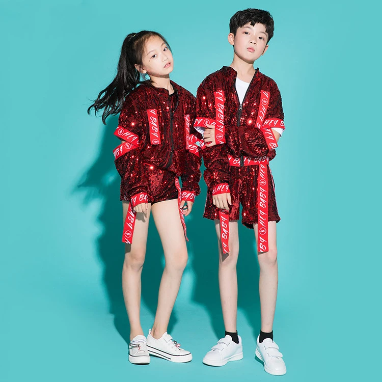 7Color Children Sequined Jazz Dance Costume Hip Hop Cheerleading Suit Cool Girls Boys Pants Shirt for Kids Stage Wear Outfits
7Color Children Sequined Jazz Dance Costume Hip Hop Cheerleading Suit Cool Girls Boys Pants Shirt for Kids Stage Wear Outfits