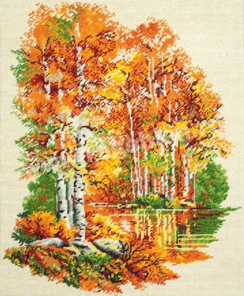 

Birch Forest in Autumn 42-51 Embroidery DIY 14CT Unprinted Arts Cross stitch kits Set Cross-Stitching Home Decor