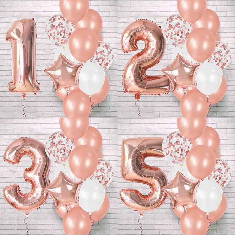 12Pcs Rose Gold Number Foil Latex Balloons Kids Adult Birthday Party Decoration 1st Birthday Gril Boy Decor Baby Shower Balloon
12Pcs Rose Gold Number Foil Latex Balloons Kids Adult Birthday Party Decoration 1st Birthday Gril Boy Decor Baby Shower Balloon
