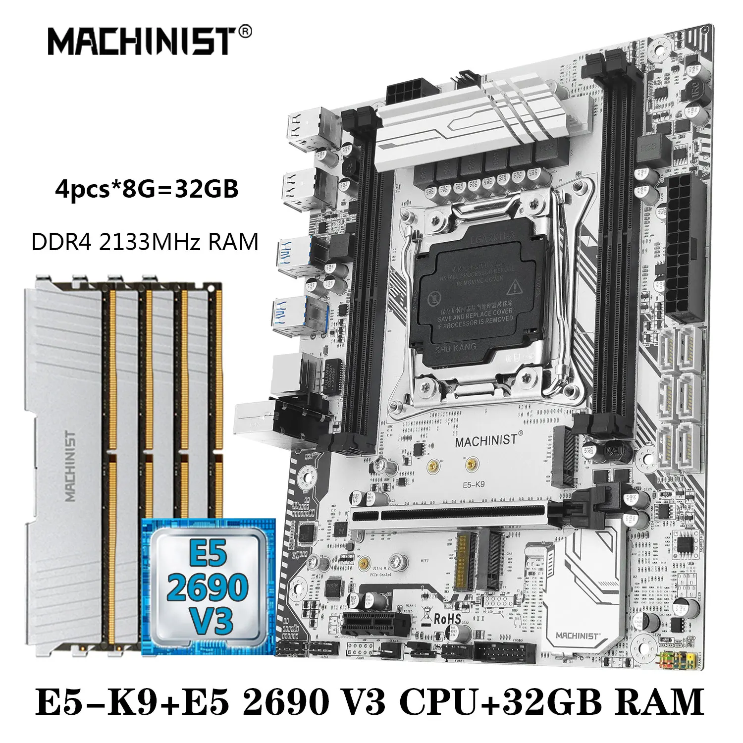 MACHINIST X99 Motherboard Combo Xeon E5 2690 V3 CPU Kit DDR4 32GB 2133 ECC Memory Combo Four Channels Support Overclocking NVME
MACHINIST X99 Motherboard Combo Xeon E5 2690 V3 CPU Kit DDR4 32GB 2133 ECC Memory Combo Four Channels Support Overclocking NVME