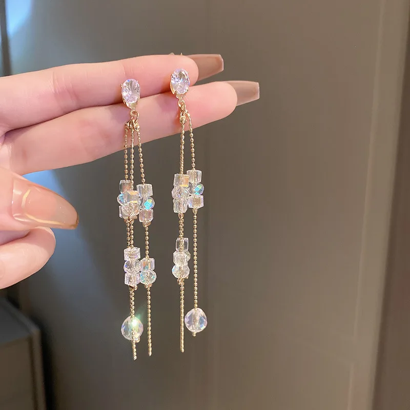 Transparent Square Crystal Zircon Tassel Earrings Long Chain Women Jewelry Mix Wholesale Fashion Gift Pendientes De Borla
Transparent Square Crystal Zircon Tassel Earrings Long Chain Women Jewelry Mix Wholesale Fashion Gift Pendientes De Borla