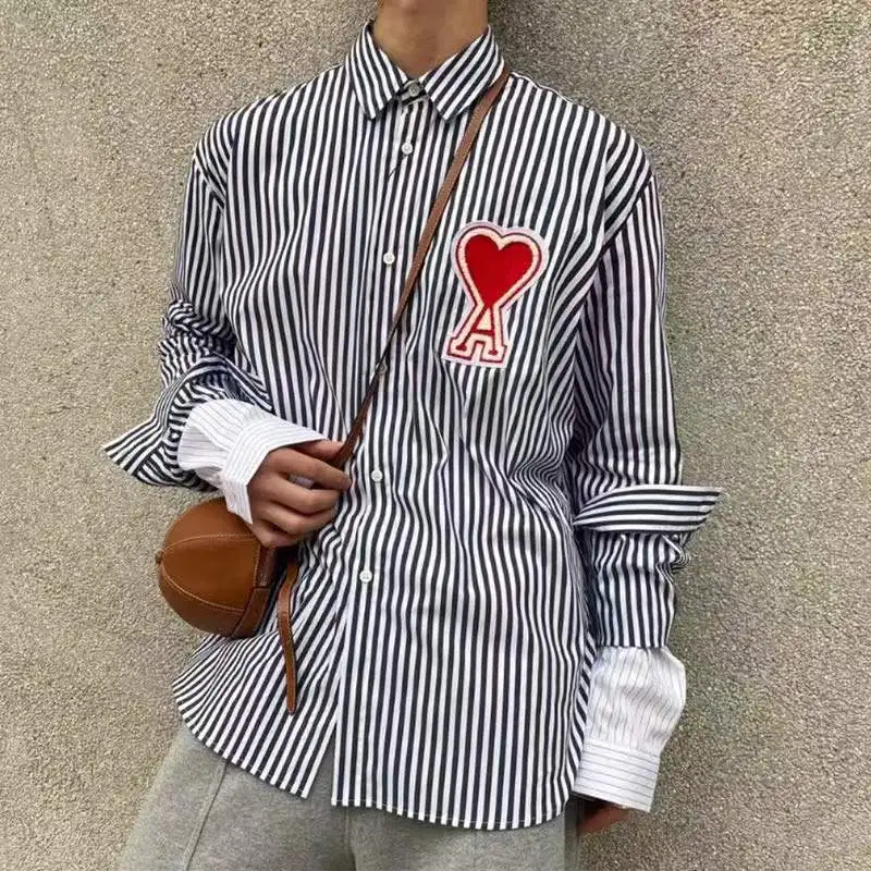 Autumn And Winter New Striped Couple Plus Size Shirt Embroidery Love All-Match Long-Sleeved Korean Version Shirts Jacket
Autumn And Winter New Striped Couple Plus Size Shirt Embroidery Love All-Match Long-Sleeved Korean Version Shirts Jacket