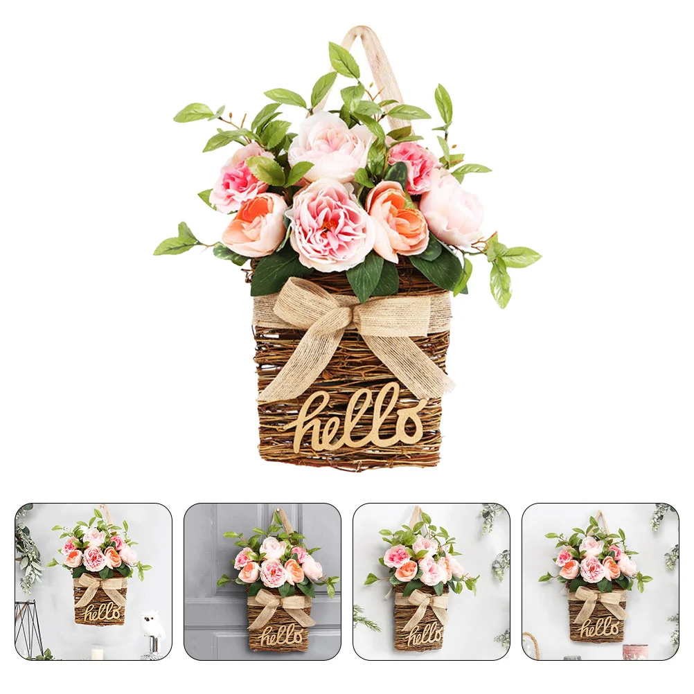 Wreath Flower Hanging Sign Fake Door Baskets Artificial Hello Wall Basket Front Wooden Faux Plaque Centerpieces Rustic Welcome 
Wreath Flower Hanging Sign Fake Door Baskets Artificial Hello Wall Basket Front Wooden Faux Plaque Centerpieces Rustic Welcome