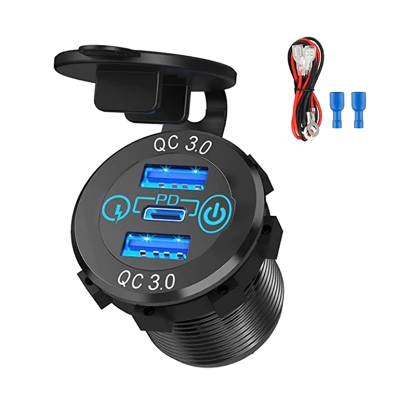 U90C DC12-24V Car Fast Charging Socket 18W PD & Dual QC3.0 Power Outlet USB Outlet with Switch for Motorcycle Truck ATV
U90C DC12-24V Car Fast Charging Socket 18W PD & Dual QC3.0 Power Outlet USB Outlet with Switch for Motorcycle Truck ATV