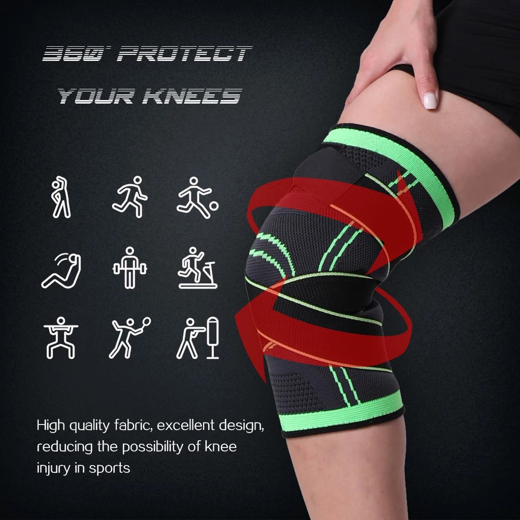 WorthWhile 1PC Sports Kneepad Men Pressurized Elastic Knee Pads Support Fitness Gear Basketball Volleyball Brace Protector |