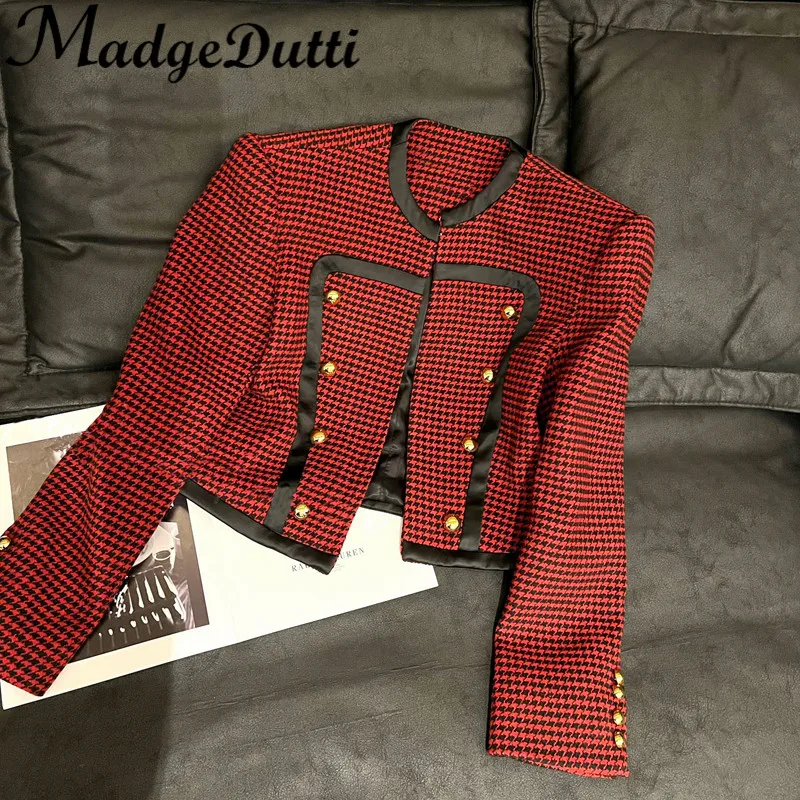 9.27 MadgeDutti Vintage Houndstooth Metal Button Decoration Wool Short Jacket Women
9.27 MadgeDutti Vintage Houndstooth Metal Button Decoration Wool Short Jacket Women