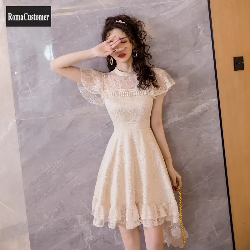 Summer New Temperament Lace Spliced Slim Dress Womens Short Sleeve Retro O-Neck Tassel Butterfly Sleeve Trend Dress Female
Summer New Temperament Lace Spliced Slim Dress Womens Short Sleeve Retro O-Neck Tassel Butterfly Sleeve Trend Dress Female