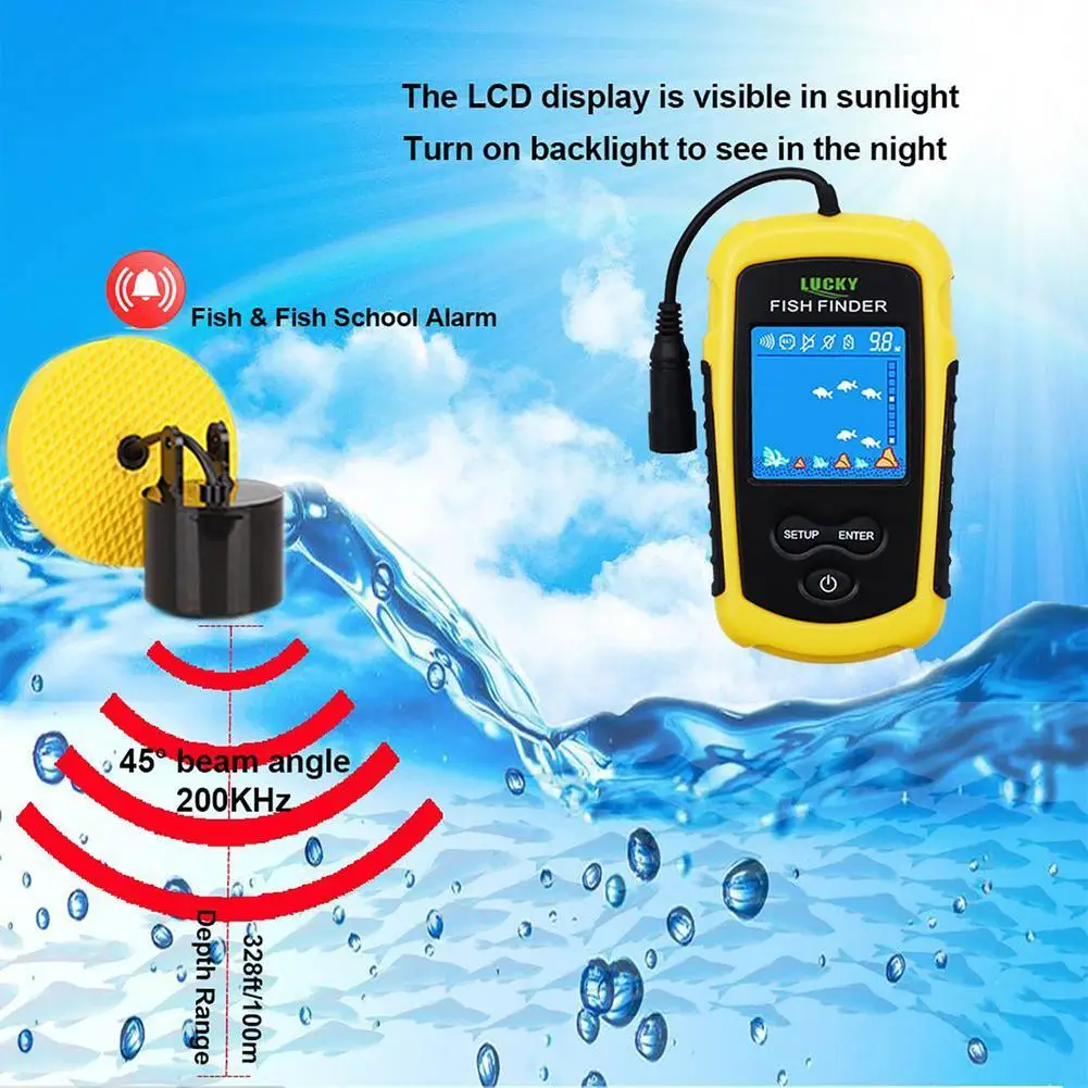 

Fish Finder for Boat Finder Sonar Sensor Color Display Echo Sounder Depth Alarm Transducer Kayak Detector 0.7-100m Fishing