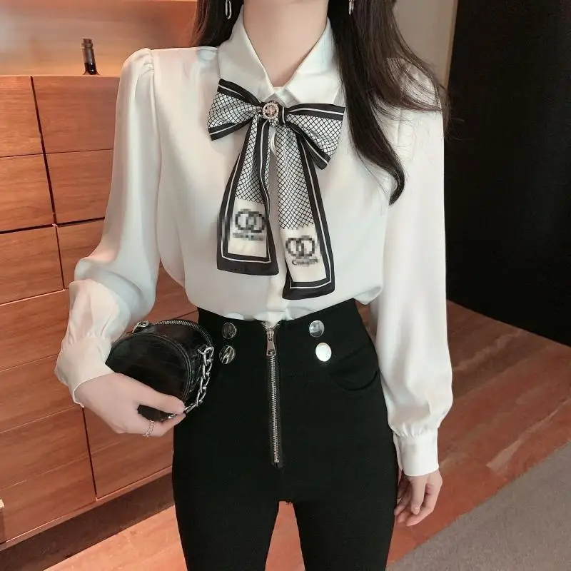 Women Elegant Blouses Bow Tie Solid Long Sleeve Shirts Office Lady Korean Fashion Chiffon Shirt Spring Popular Style Casual Tops
Women Elegant Blouses Bow Tie Solid Long Sleeve Shirts Office Lady Korean Fashion Chiffon Shirt Spring Popular Style Casual Tops