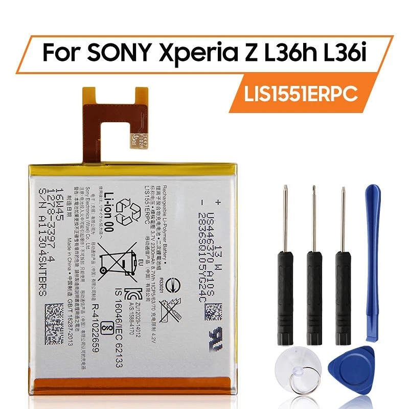 

Replacement Battery For SONY Xperia Z L36h SO-02E C6603 S39H L36i c6602 LIS1502ERPC LIS1551ERPC For M2 battery 2330mAh