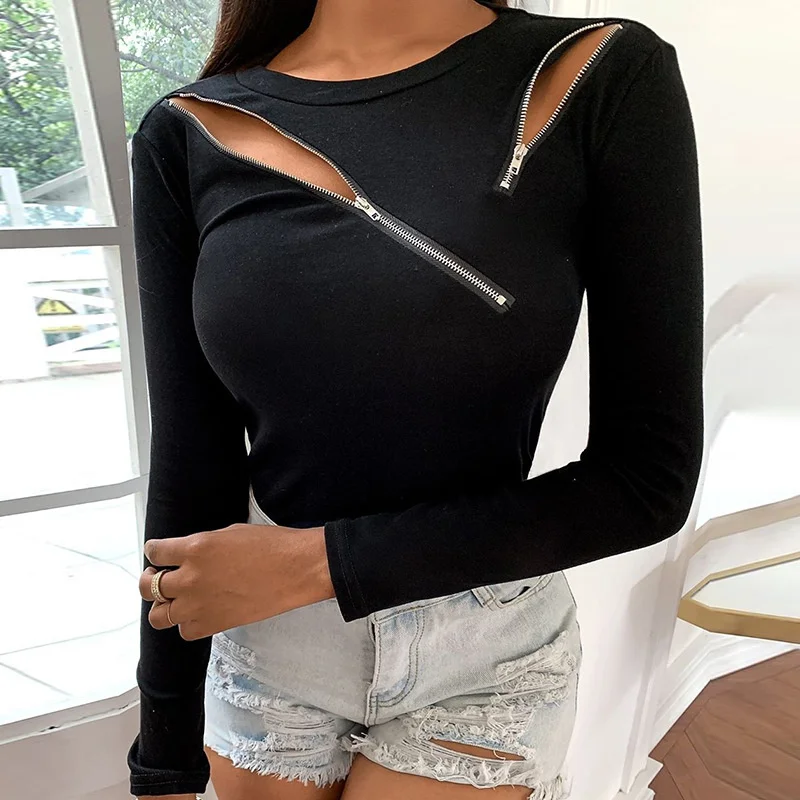 2022 new careful machine zipper sexy trendy thin bottomed Shirt Long Sleeve T-Shirt
2022 new careful machine zipper sexy trendy thin bottomed Shirt Long Sleeve T-Shirt