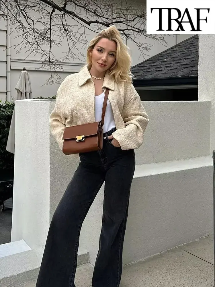 TRAF Women's Jacket 2023 Spring Jackets Street Style Long Sleeve With Pockets Casual Coats Ladies New In Outerwears
TRAF Women's Jacket 2023 Spring Jackets Street Style Long Sleeve With Pockets Casual Coats Ladies New In Outerwears