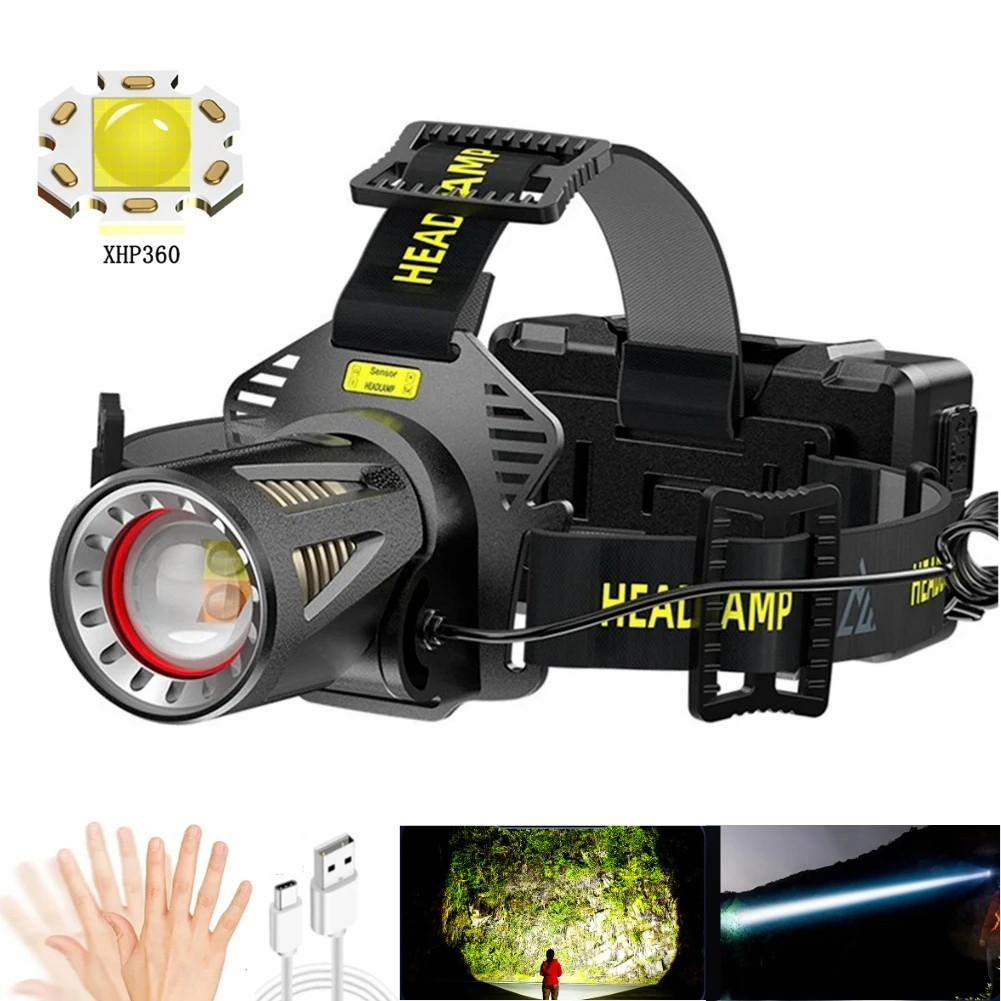2000LM XHP360 LED Headlamp Zoomable Sensor Headlight USB Rechargeable Head Flashlight Lamp Outdoor Waterproof Fishing
2000LM XHP360 LED Headlamp Zoomable Sensor Headlight USB Rechargeable Head Flashlight Lamp Outdoor Waterproof Fishing
