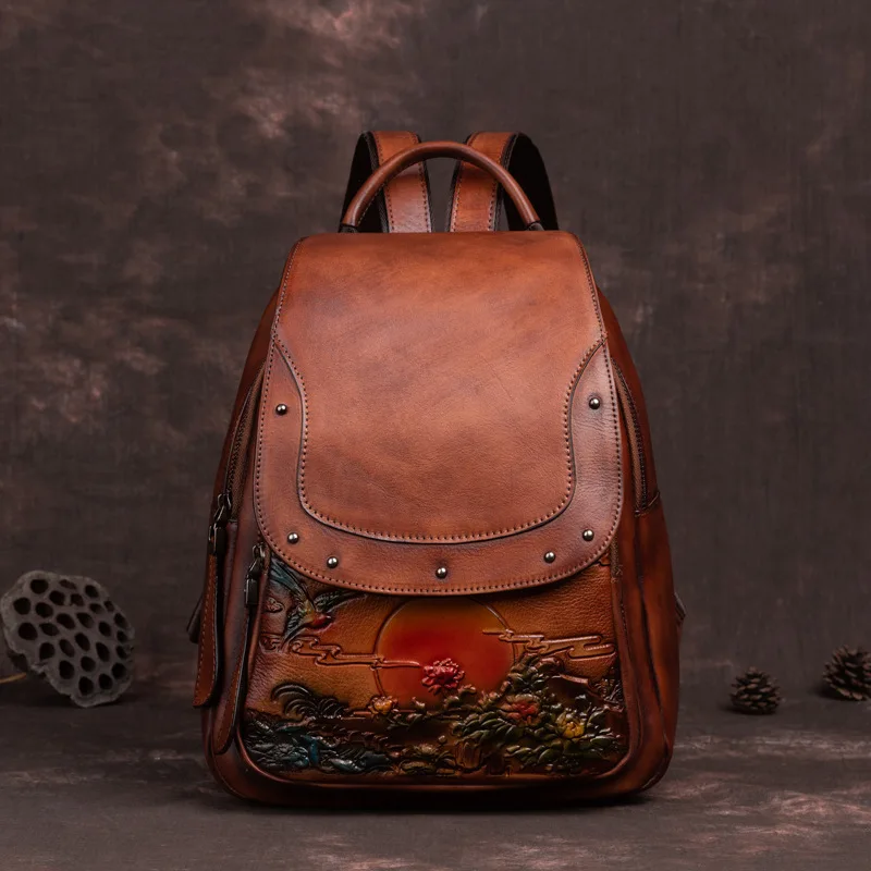 Female Vintage Floral Bagpack 2023 New Genuine Leather Women Bag Ladies Retro Cowhide Leisure Travel Backpack Sac A Dos Femme
Female Vintage Floral Bagpack 2023 New Genuine Leather Women Bag Ladies Retro Cowhide Leisure Travel Backpack Sac A Dos Femme