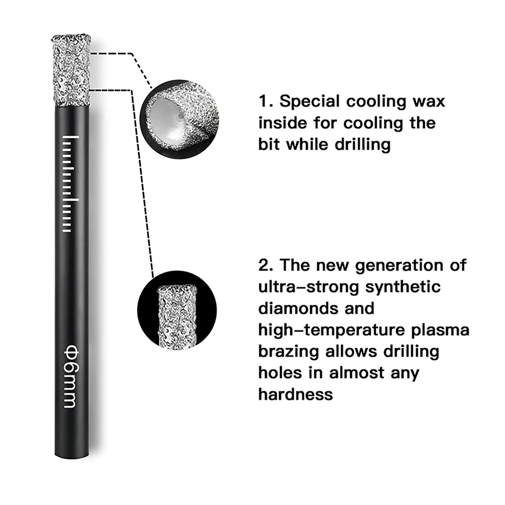 5 Pcs 6mm Dry Diamond Drill Bits Set Hole Saw For Marble Ceramic Tile Stone Glass Hard Porcelain Tiles Power Tool Accessories
5 Pcs 6mm Dry Diamond Drill Bits Set Hole Saw For Marble Ceramic Tile Stone Glass Hard Porcelain Tiles Power Tool Accessories
