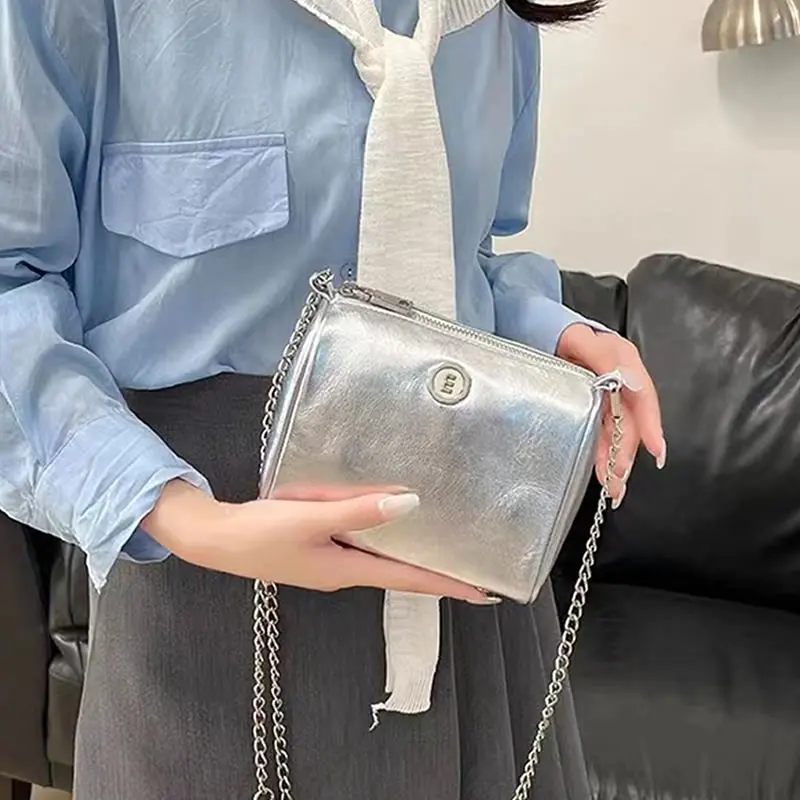 Y2K Vintage Korean Sliver Leather Mini Crossbody Shoulder Tote Cross Body Bag Ladies Chain Sling Bags Zip Purses Handbags Women
Y2K Vintage Korean Sliver Leather Mini Crossbody Shoulder Tote Cross Body Bag Ladies Chain Sling Bags Zip Purses Handbags Women