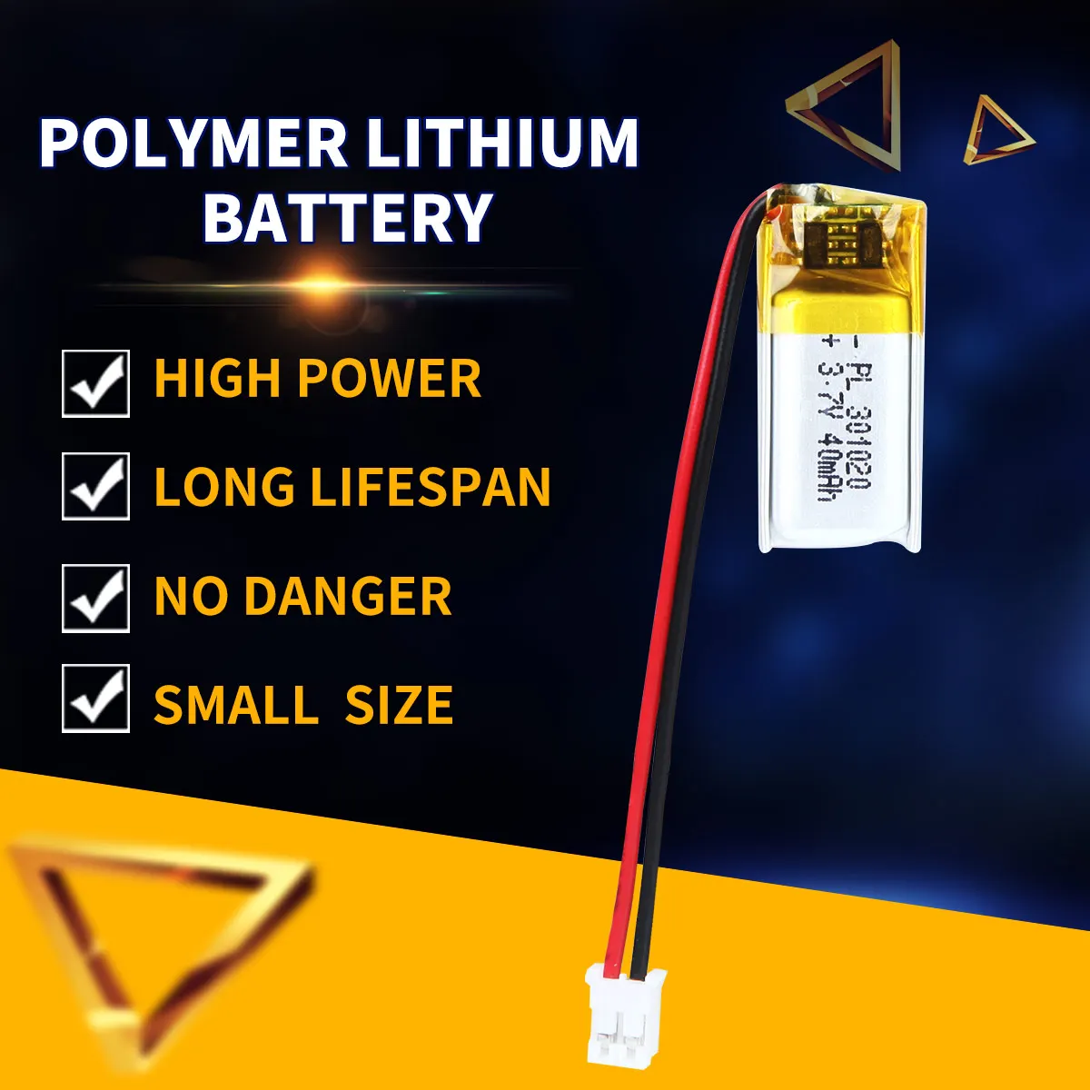 3.7V 40mAh 301020 Lithium Polymer Li-Po Li Ion Rechargeable Battery Lipo Cell For MP3 MP4 MP5 GPS DVD Tablet Bluetooth Camera
3.7V 40mAh 301020 Lithium Polymer Li-Po Li Ion Rechargeable Battery Lipo Cell For MP3 MP4 MP5 GPS DVD Tablet Bluetooth Camera