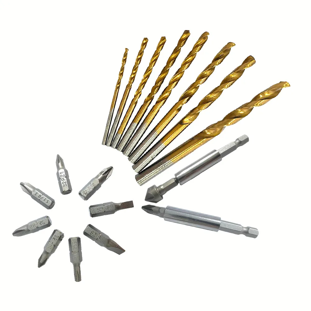 Versatile 18pcs Screwdriver Bit and Drill Bit Set Strong and Reliable Includes 60mm Extender Rod & 6 Flute Countersink Drill Bit
Versatile 18pcs Screwdriver Bit and Drill Bit Set Strong and Reliable Includes 60mm Extender Rod & 6 Flute Countersink Drill Bit