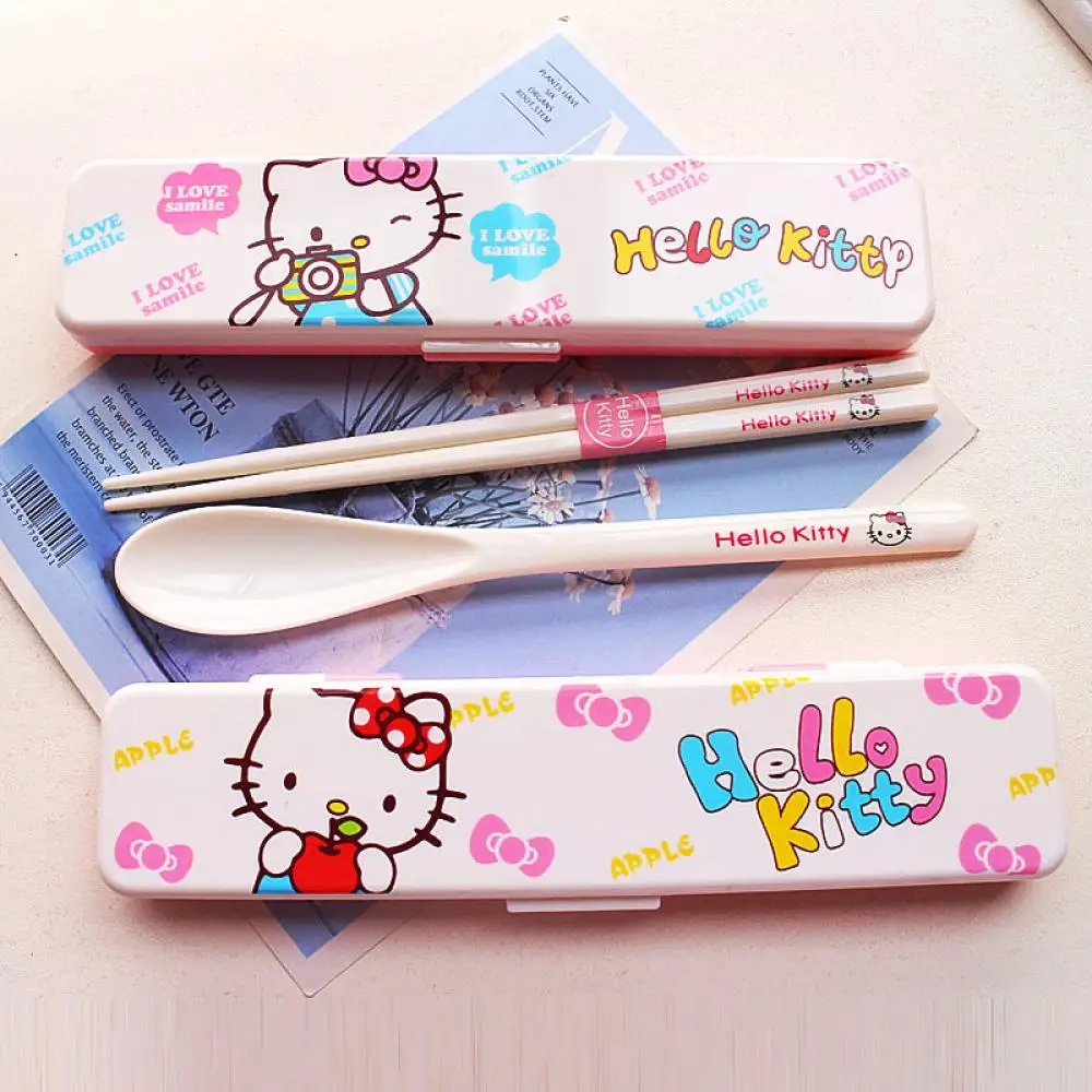 Sanrio Kawaii Hello Kitty Tableware Cutlery Set Chopsticks Spoon Travel Portable Bento Tableware Have A Meal Cartoon Cute Gift
Sanrio Kawaii Hello Kitty Tableware Cutlery Set Chopsticks Spoon Travel Portable Bento Tableware Have A Meal Cartoon Cute Gift