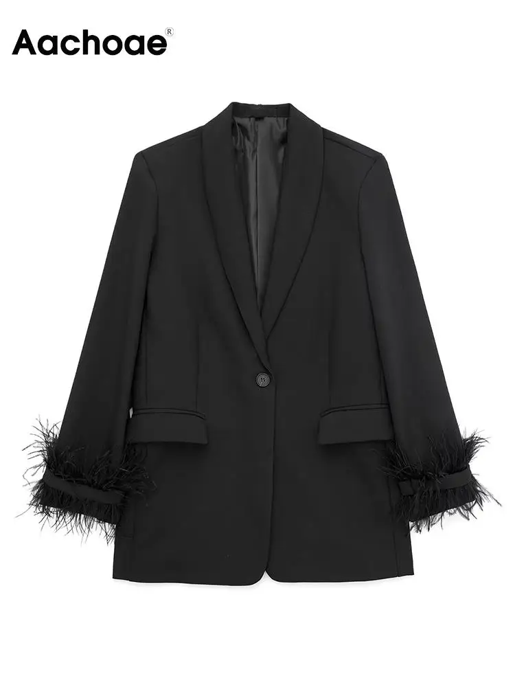 Aachoae Women Elegant Solid Color Blazer Suits Casual Notched Collar Feather Long Sleeve Jacket Coats Ladies Single Button Suits
Aachoae Women Elegant Solid Color Blazer Suits Casual Notched Collar Feather Long Sleeve Jacket Coats Ladies Single Button Suits