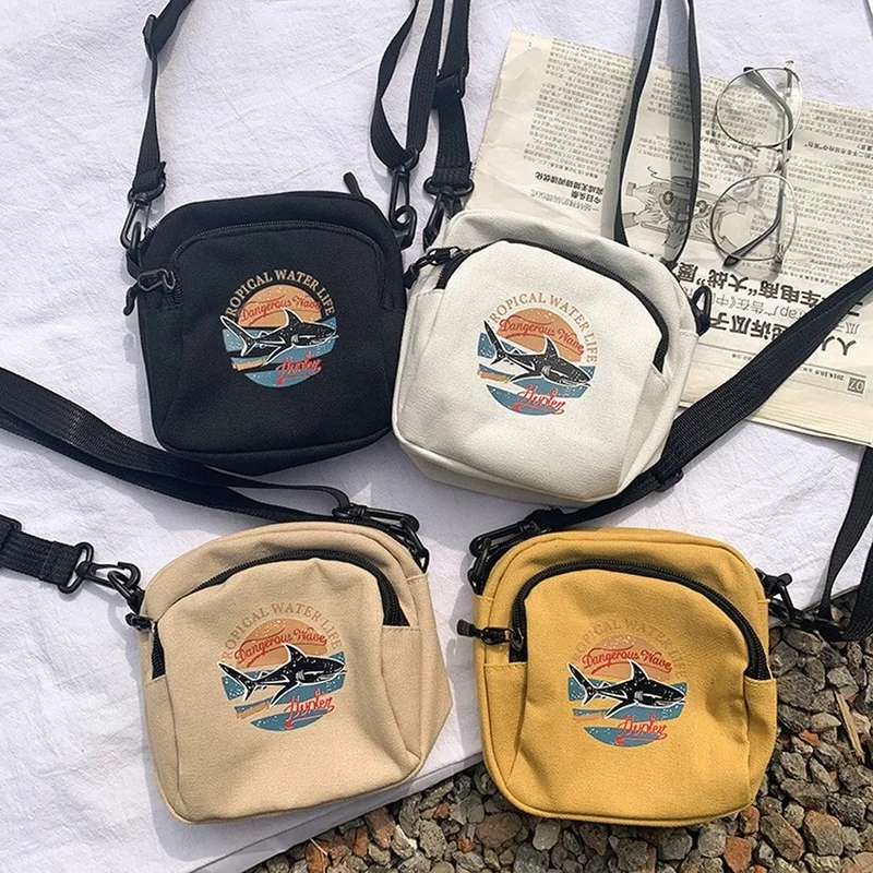 Fashion Korean Style Harajuku Style Ladies Student Shark Canvas Bag Monochrome Shoulder Bag Mini Messenger Bag Handbag Purse
Fashion Korean Style Harajuku Style Ladies Student Shark Canvas Bag Monochrome Shoulder Bag Mini Messenger Bag Handbag Purse