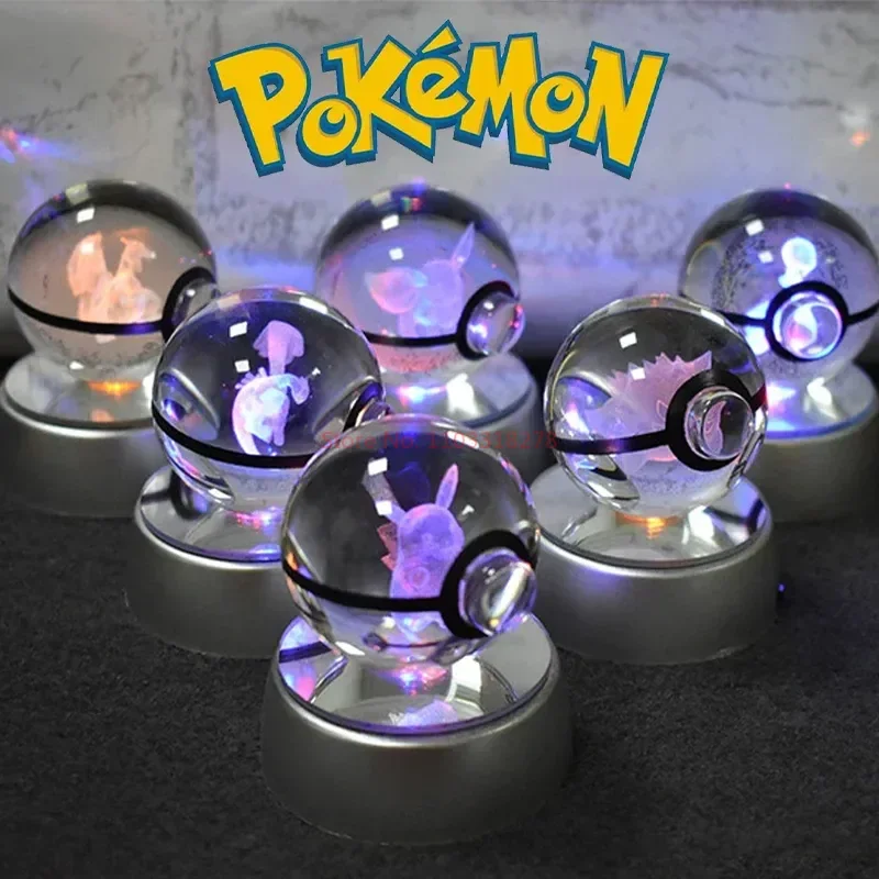 3d Покемон хрустальный шар Пикачу гэнгар Mew Mewtwo статуэтки основание лампы покебол