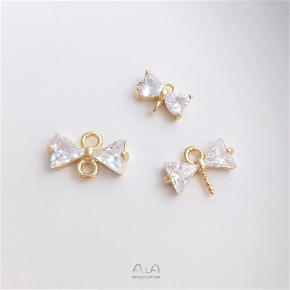 14K Gold Filled Plated Zircon bowknot half hole bead needle pendant Double hole bow tie Pendant DIY bead holder accessories
14K Gold Filled Plated Zircon bowknot half hole bead needle pendant Double hole bow tie Pendant DIY bead holder accessories