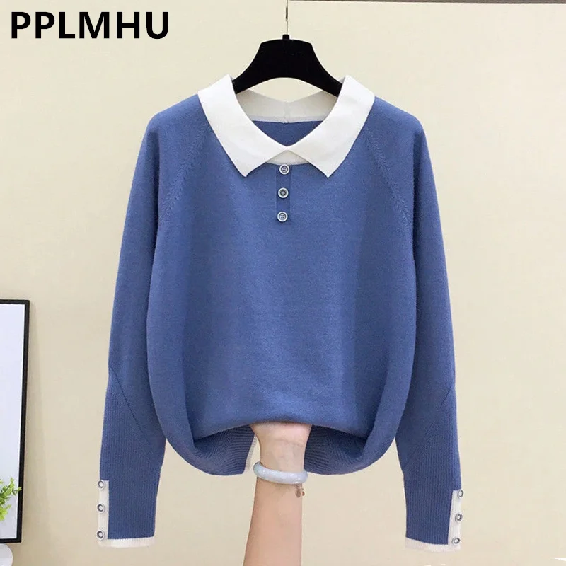 Женские вязаные топы с лацканами, большие размеры 4xl, Классические повседневные корейские пуловеры, свободный элегантный трикотажный джемпер
Женские вязаные топы с лацканами, большие размеры 4xl, Классические повседневные корейские пуловеры, свободный элегантный трикотажный джемпер