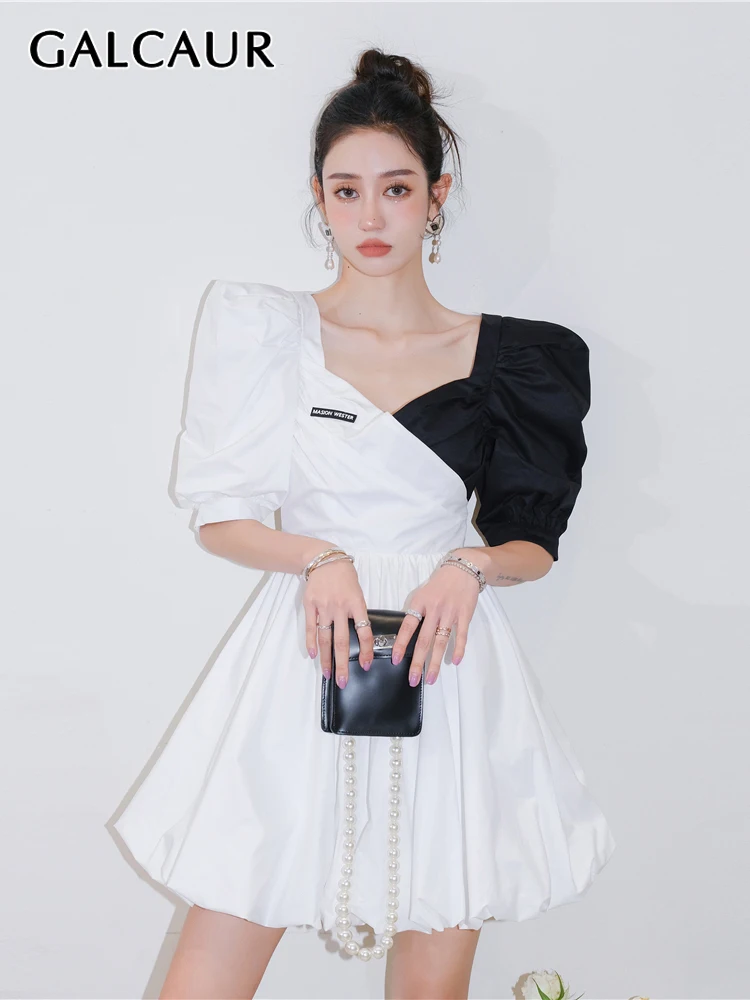 GALCAUR Korean Fashion Patchwork Colorblock Dress For Women V Neck Short Sleeve High Waist Loose Elegant Mini Dresses Female New
GALCAUR Korean Fashion Patchwork Colorblock Dress For Women V Neck Short Sleeve High Waist Loose Elegant Mini Dresses Female New