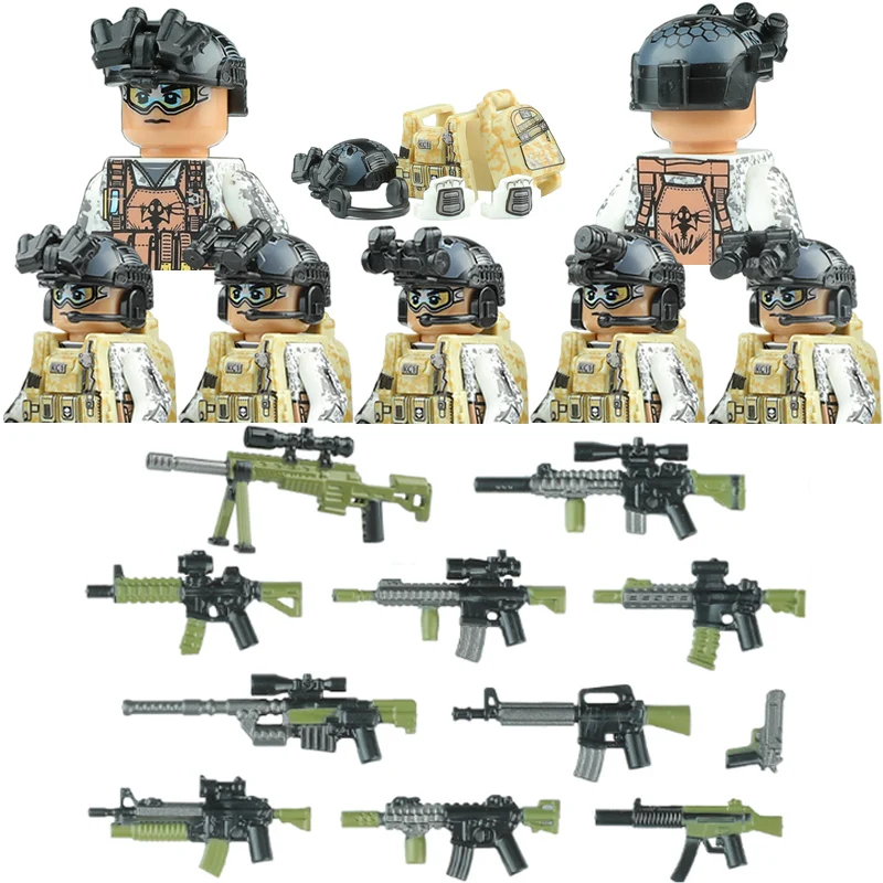 

Modern Snowfield Special Forces Building Blocks KC1 Army Soldier Figures Camouflage Military Weapons Bricks Toys For Children