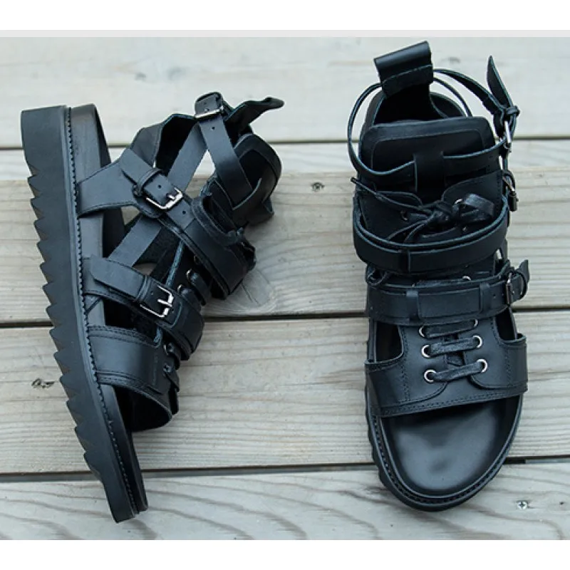 Sandals Men Shoes PU Black Classic Casual Fashion Beach Street Personality Open Toe Lace Up Ankle Buckle Summer Sandals KB721
Sandals Men Shoes PU Black Classic Casual Fashion Beach Street Personality Open Toe Lace Up Ankle Buckle Summer Sandals KB721