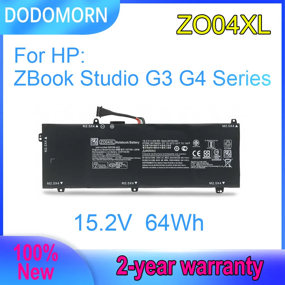 DODOMORN New 15.2V 64Wh ZO04XL Laptop Battery For HP ZBook Studio G3 G4 Series HSTNN-LB6W 4ICP7/60/80 HSTNN-CS8C HSTNN-C88C
DODOMORN New 15.2V 64Wh ZO04XL Laptop Battery For HP ZBook Studio G3 G4 Series HSTNN-LB6W 4ICP7/60/80 HSTNN-CS8C HSTNN-C88C