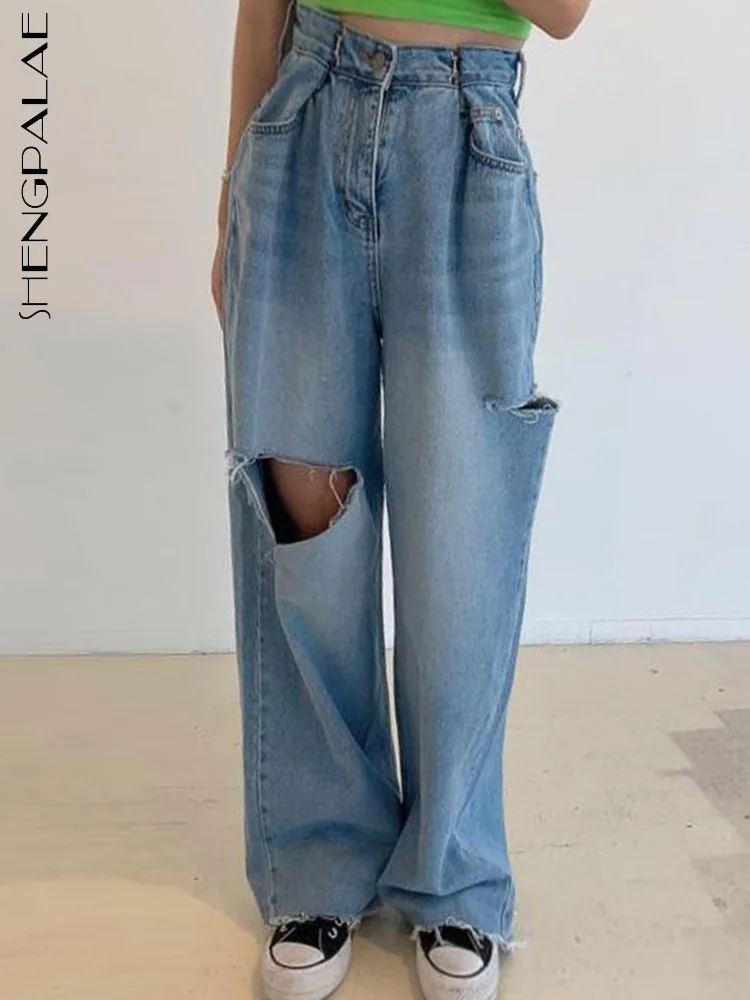 SHENGPALAE 2022 New Autumn Hole Streetwear Fashion Jeans Women's High Waist Blue Loose Straight Denim Pants Female Tide 5W696
SHENGPALAE 2022 New Autumn Hole Streetwear Fashion Jeans Women's High Waist Blue Loose Straight Denim Pants Female Tide 5W696
