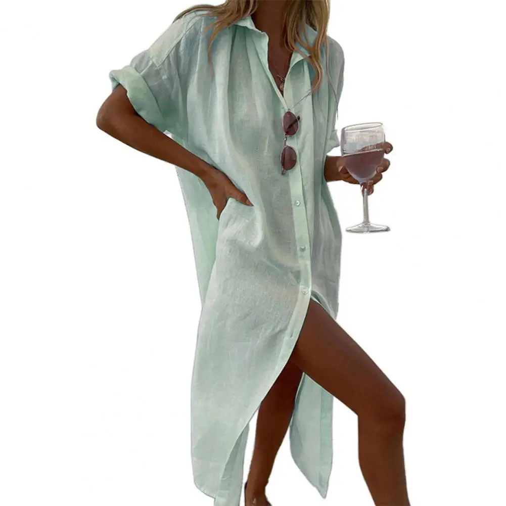 Turn-Down Collar Long Sleeve Single Breasted Shirt Dress Summer Thin Sunscreen Beach Dress Female dresses for women 2022
Turn-Down Collar Long Sleeve Single Breasted Shirt Dress Summer Thin Sunscreen Beach Dress Female dresses for women 2022