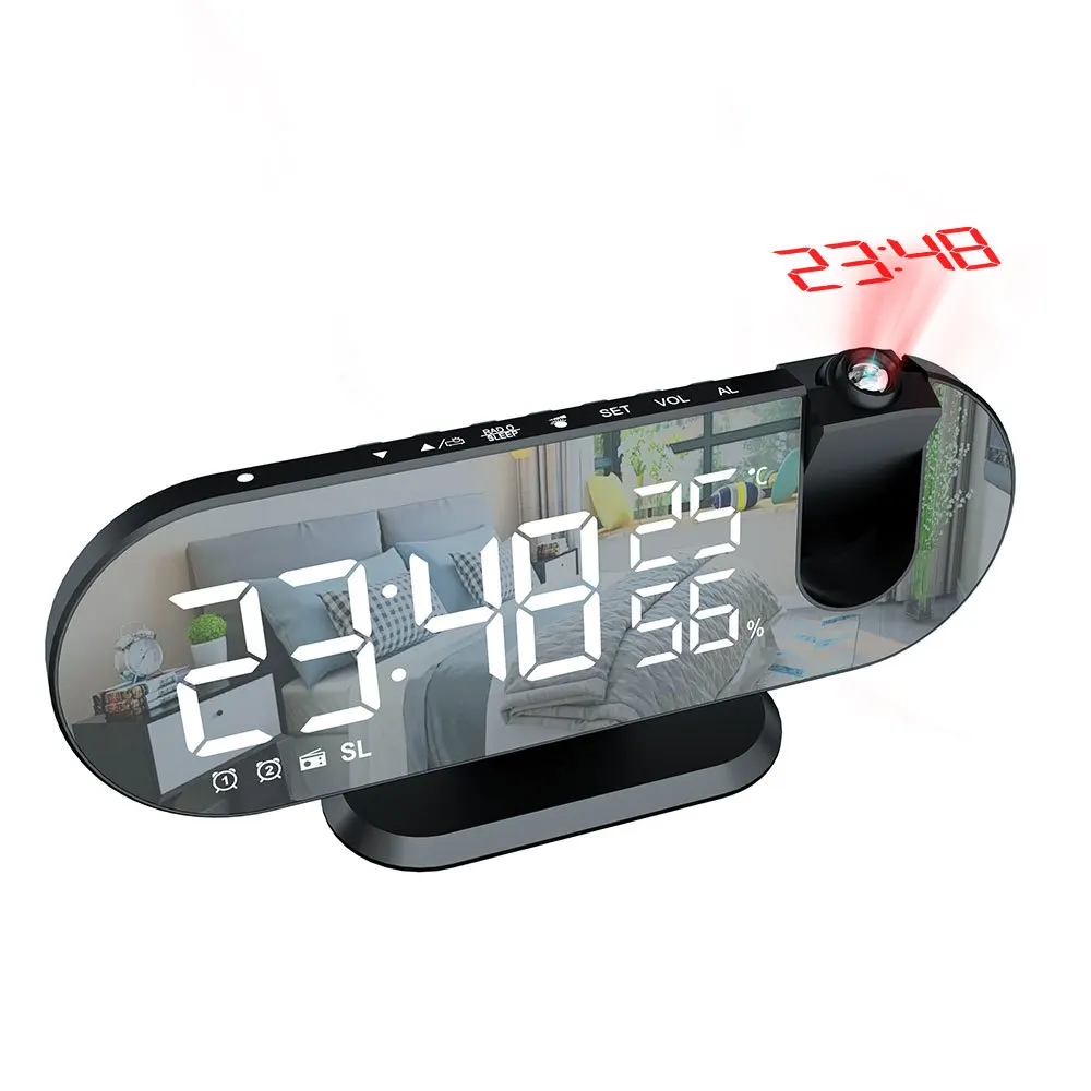LED Digital Alarm Clock Desktop Wake Up Clocks Temperature Humidity Display 180° Rotate Projection FM Radio Snooze Function
LED Digital Alarm Clock Desktop Wake Up Clocks Temperature Humidity Display 180° Rotate Projection FM Radio Snooze Function