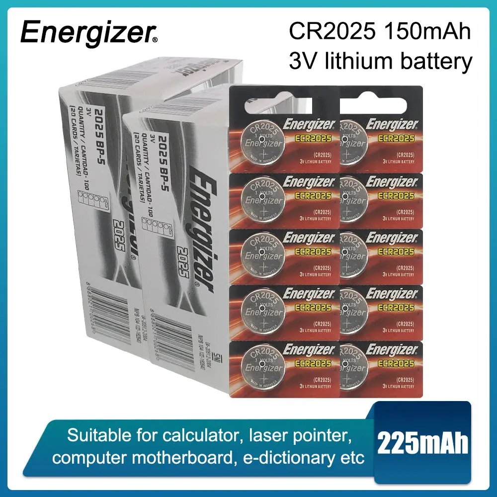 Original Energizer CR2025 DL2025 Button Cell Battery 3V Lithium Batteries for Watch Computer Calculator Control DL/CR 2025
Original Energizer CR2025 DL2025 Button Cell Battery 3V Lithium Batteries for Watch Computer Calculator Control DL/CR 2025