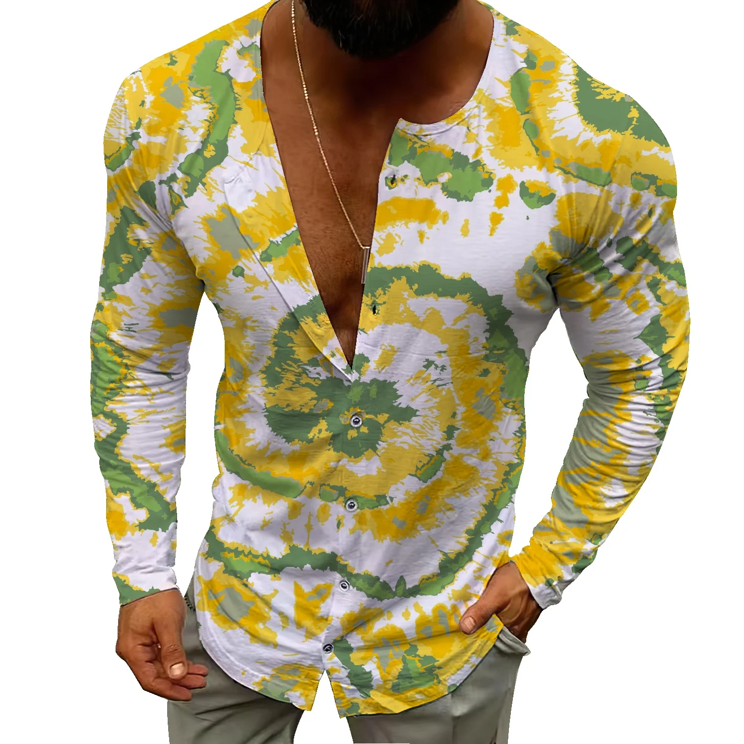 Men's Stand Collar Long Sleeve T-Shirt Youth Slim Trend Personality Clothes Men's Summer Fashion Tie Dye Cardigan
Men's Stand Collar Long Sleeve T-Shirt Youth Slim Trend Personality Clothes Men's Summer Fashion Tie Dye Cardigan