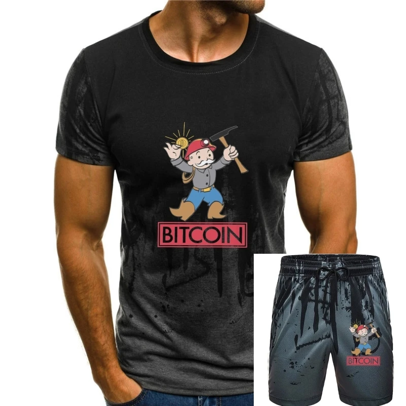 

Bitcoin Cryptocurrency Miners Meme TShirt for Men Bitcoin Round Neck Pure Cotton T Shirt Hip Hop Gift Clothes Streetwear 6XL