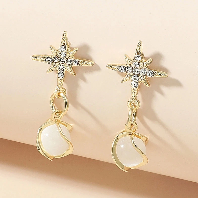925 Silver Needle Six-pointed Star Ladies Earrings Fashion Inlaid Opal Drop-shaped Casual Party Jewelry Accessories
925 Silver Needle Six-pointed Star Ladies Earrings Fashion Inlaid Opal Drop-shaped Casual Party Jewelry Accessories