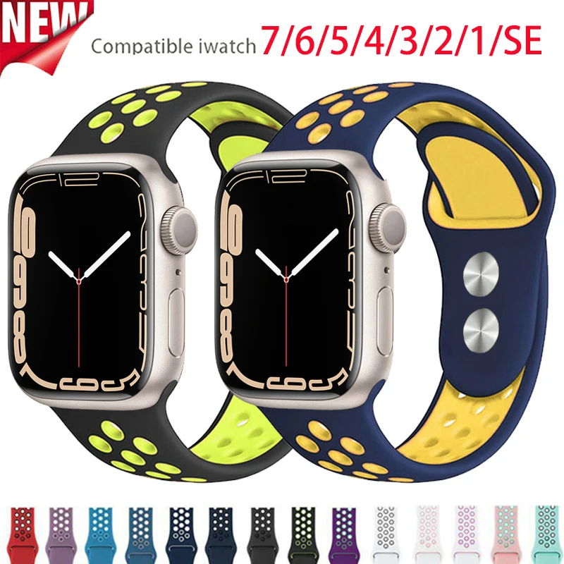 Ремешок силиконовый дышащий спортивный для Apple Watch 7 41 мм 45 мм, резиновый браслет для iWatch 3 se 4 5 6, 40 мм 44 мм 38 мм 42 мм
Ремешок силиконовый дышащий спортивный для Apple Watch 7 41 мм 45 мм, резиновый браслет для iWatch 3 se 4 5 6, 40 мм 44 мм 38 мм 42 мм