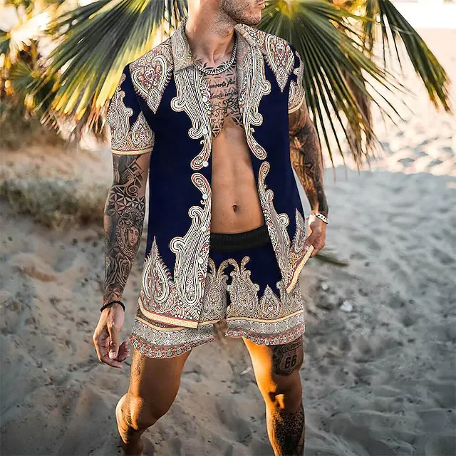 Luxury Hawaiian Set Men Floral Print Shirts Set Short Sleeve Summer Casual Shirt Beach 2 Piece Suit Fashion Sets Men's Clothing
Luxury Hawaiian Set Men Floral Print Shirts Set Short Sleeve Summer Casual Shirt Beach 2 Piece Suit Fashion Sets Men's Clothing