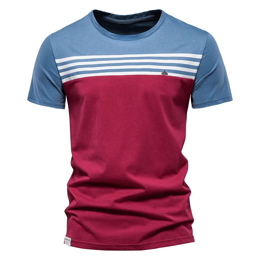 Men's Short Sleeved T-shirt 2022 New Pure Cotton Contrast Stripe Jersey Half Sleeved Men's T-shirt
Men's Short Sleeved T-shirt 2022 New Pure Cotton Contrast Stripe Jersey Half Sleeved Men's T-shirt