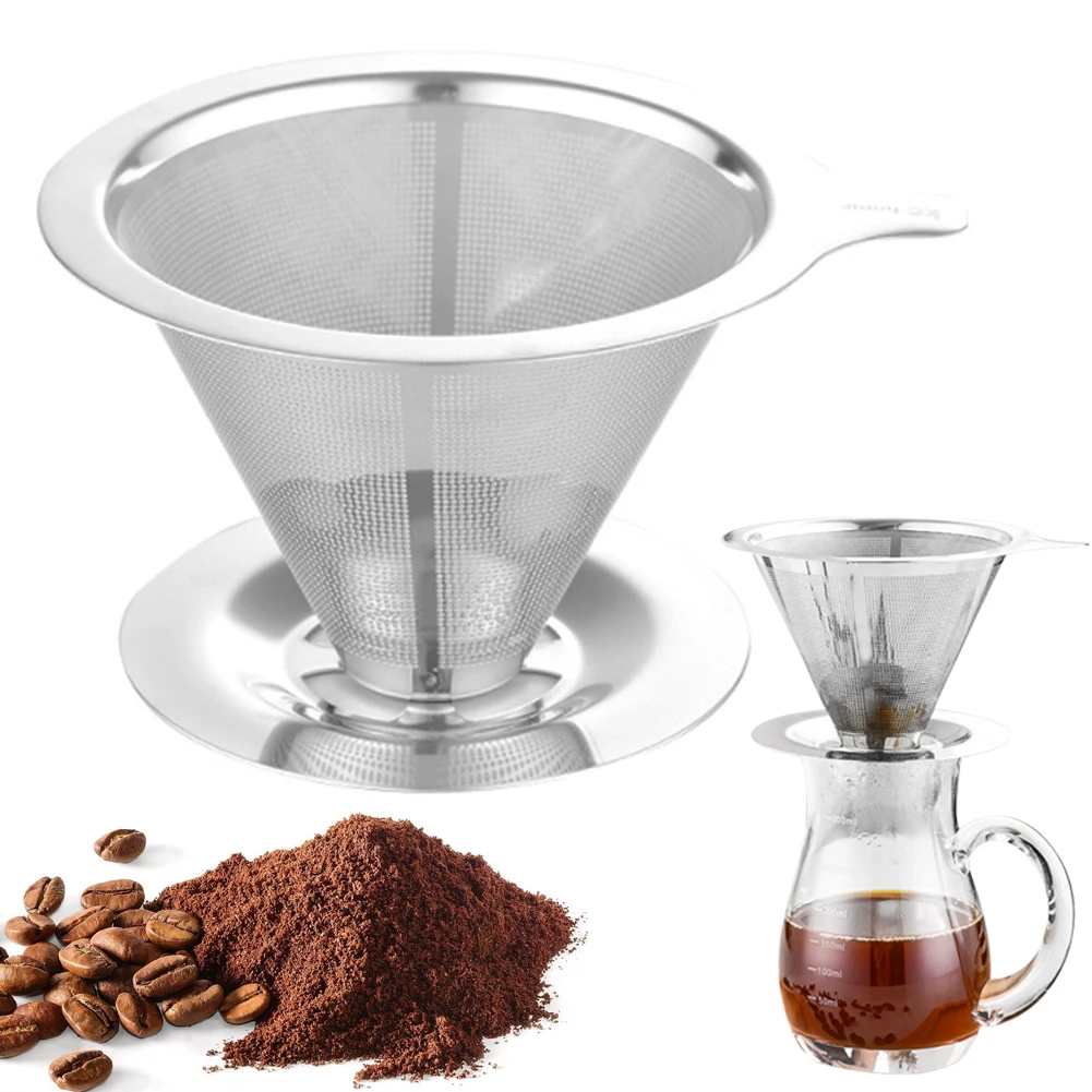 Stainless Steel Pour Over Coffee Dripper Reusable Coffee Filter Paperless Coffee Metal Cone Filter Double-Layer Fine Mesh Filter
Stainless Steel Pour Over Coffee Dripper Reusable Coffee Filter Paperless Coffee Metal Cone Filter Double-Layer Fine Mesh Filter