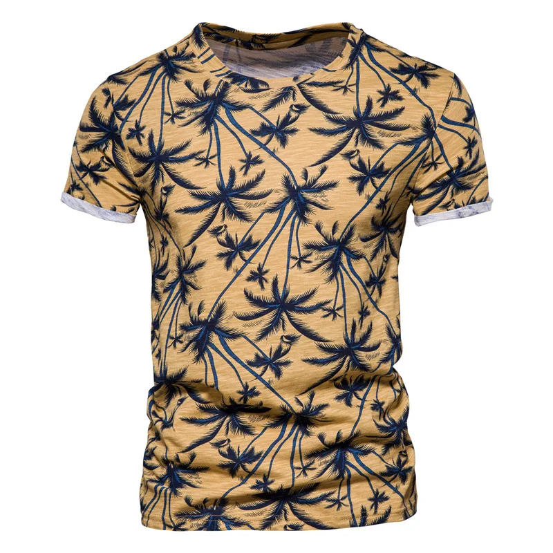 Summer new coconut tree printed T-shirt trend round neck men's bottoming shirt casual men's printed top
Summer new coconut tree printed T-shirt trend round neck men's bottoming shirt casual men's printed top