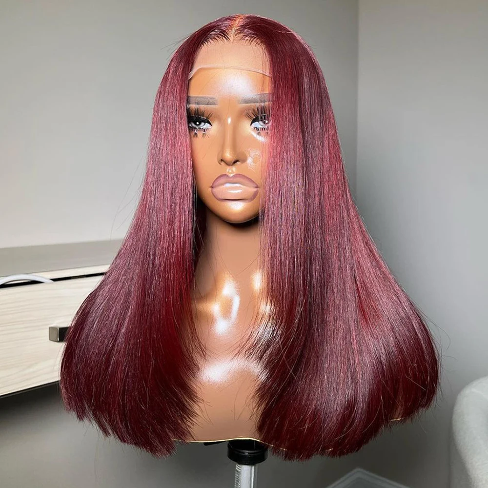

99J Burgundy Lace Front Wigs Human Hair 13x4 HD Lace Bob Wig Human Hair Glueless Frontal Wigs Pre Plucked 180% Density Red Wig