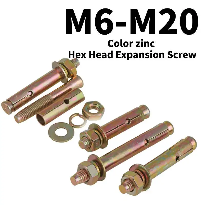 3/2/1 шт. M6-M20 цветной цинковый шестигранный расширительный винт Тяговый взрывобезопасный винт железная втулка для бетона анкерный болт 
3/2/1 шт. M6-M20 цветной цинковый шестигранный расширительный винт Тяговый взрывобезопасный винт железная втулка для бетона анкерный болт