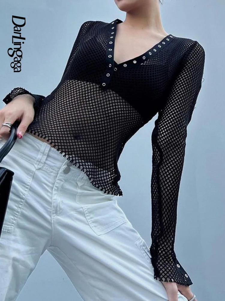 Женский сетчатый топ Darlingaga Mall, готический черный летний топ, уличная одежда, прозрачные сексуальные укороченные футболки с лентами и ушками...
Женский сетчатый топ Darlingaga Mall, готический черный летний топ, уличная одежда, прозрачные сексуальные укороченные футболки с лентами и ушками...